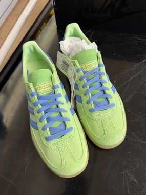 adidas Women Green Suede Sneakers with Blue Accents